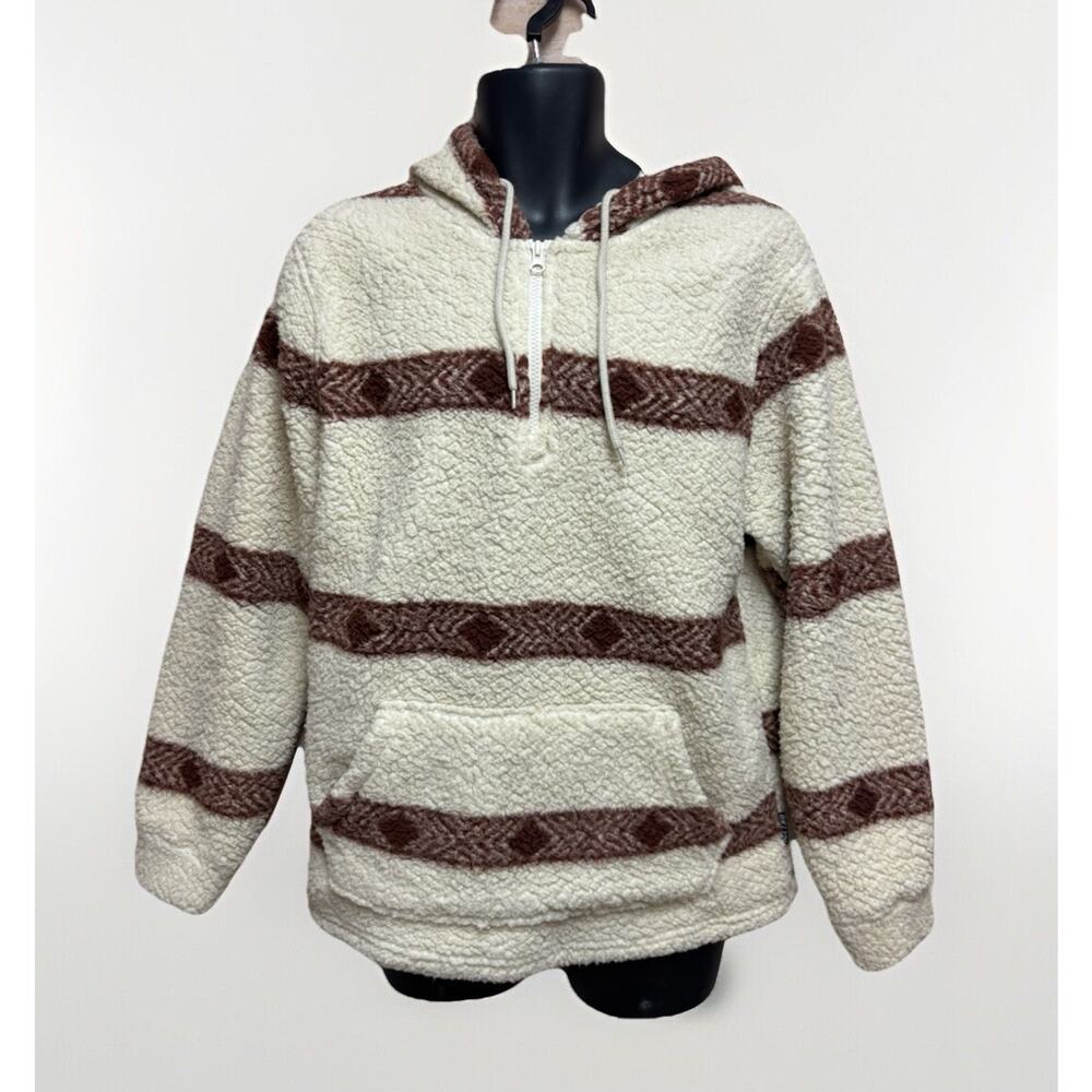 Brooklyn Cloth Mens Sherpa Hoodie Size Medium 1/2 Zip Pullover Trademark